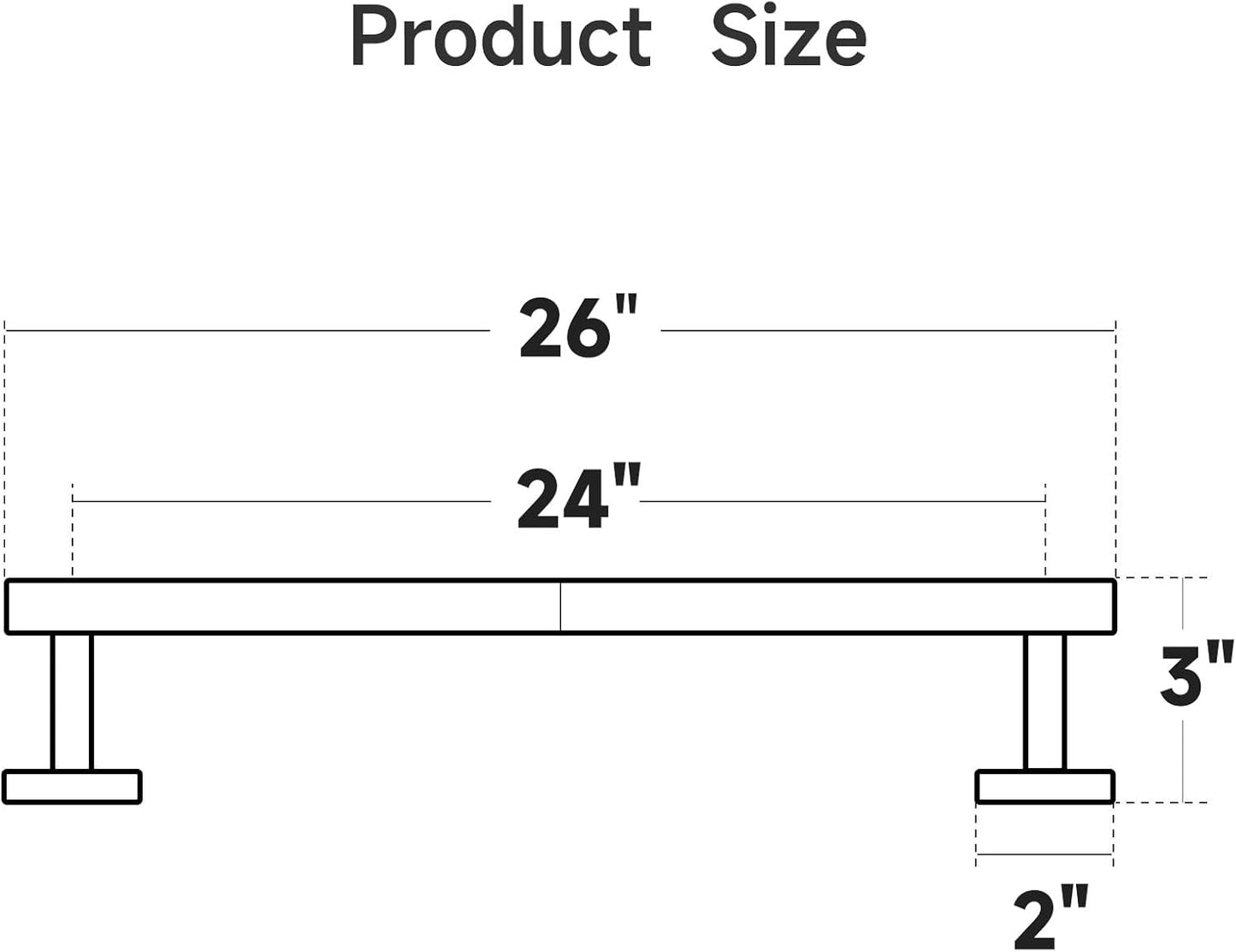 24-Inch Towel Rack for Bathroom Wall Mounted Thicken SUS304 Stainless Steel Towel Rod Modern Home Decor