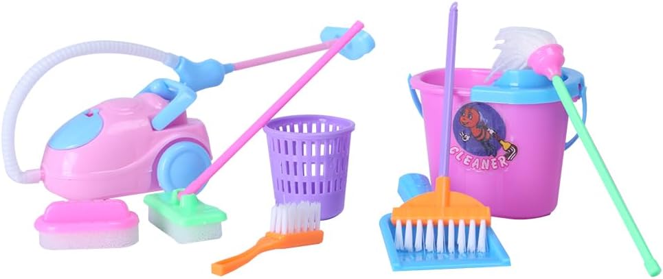 Miniature Mop Dust Pan Brush Broom Plastic Bucket Doll Housework Cleaning Supplies