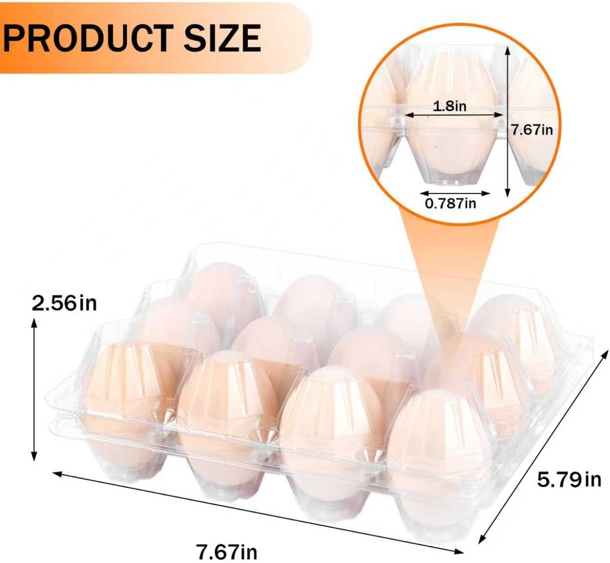 12 Count Plastic Egg Cartons Bulk Cheap Clear Reusable Egg Containers for Chicken Eggs Dozen Egg
