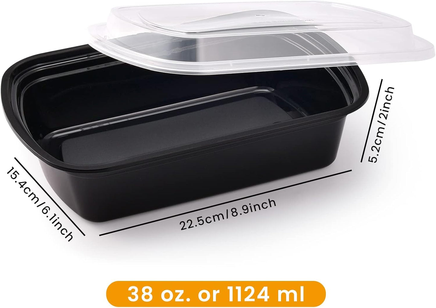 38oz Meal Prep Containers Extra Large &Thick Food Storage Containers with Lids Reusable Plastic