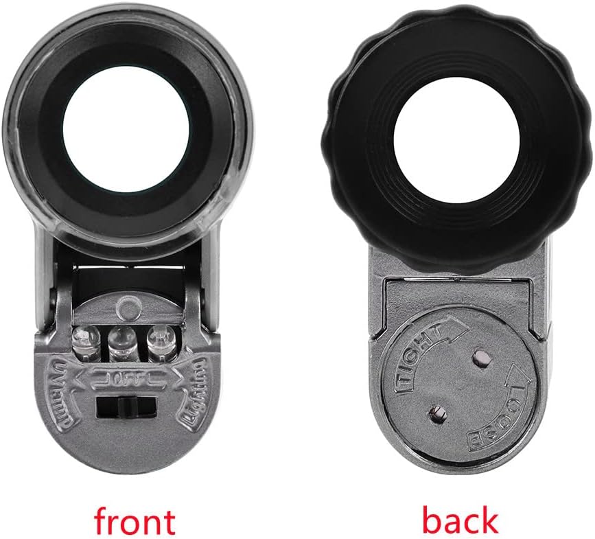 Mini Pocket Magnifier Portable Microscope Magnifying Glass with LED UV Lights Jewelers Loupe