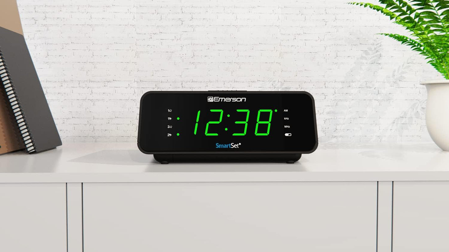 Dual Alarm Clock Radio with AM/FM Radio, Dimmer, Sleep Timer and .9" LED Display