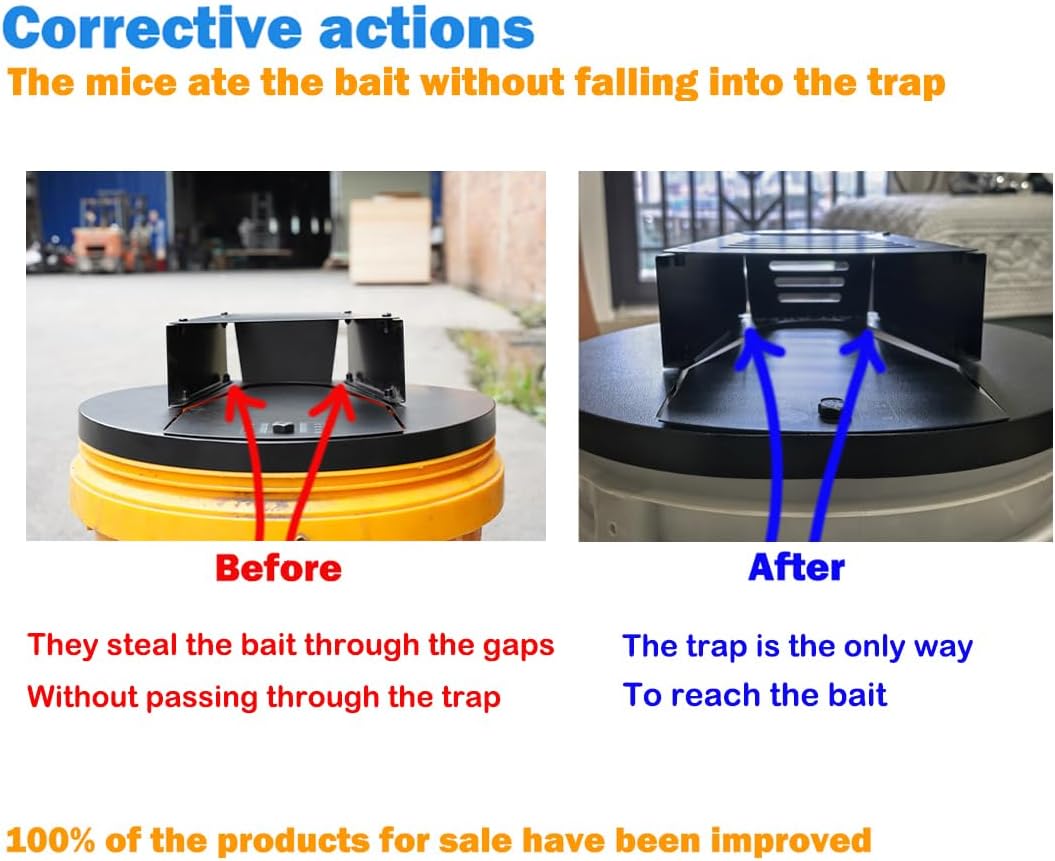 5 Gallon Bucket Mouse Trap Lid Heavy-Duty Metal Flip-Top (Bite-Proof) Auto Reset Repeat Catch