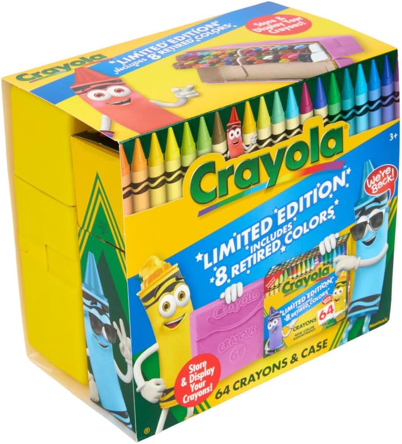 Crayon Box 64 Count With Limited Edition Colors & Plastic Case Arts & Crafts Coloring Supplies for Kids