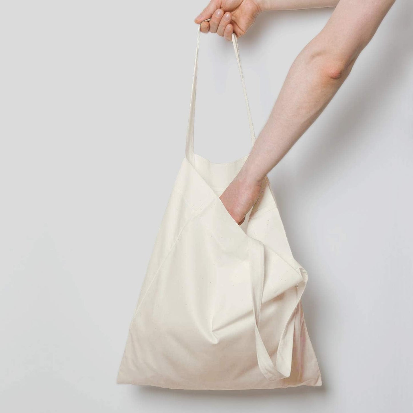 25 Pack 15'' X 16'' Natural Cotton Tote Bags Lightweight Blank Bulk Cloth bags