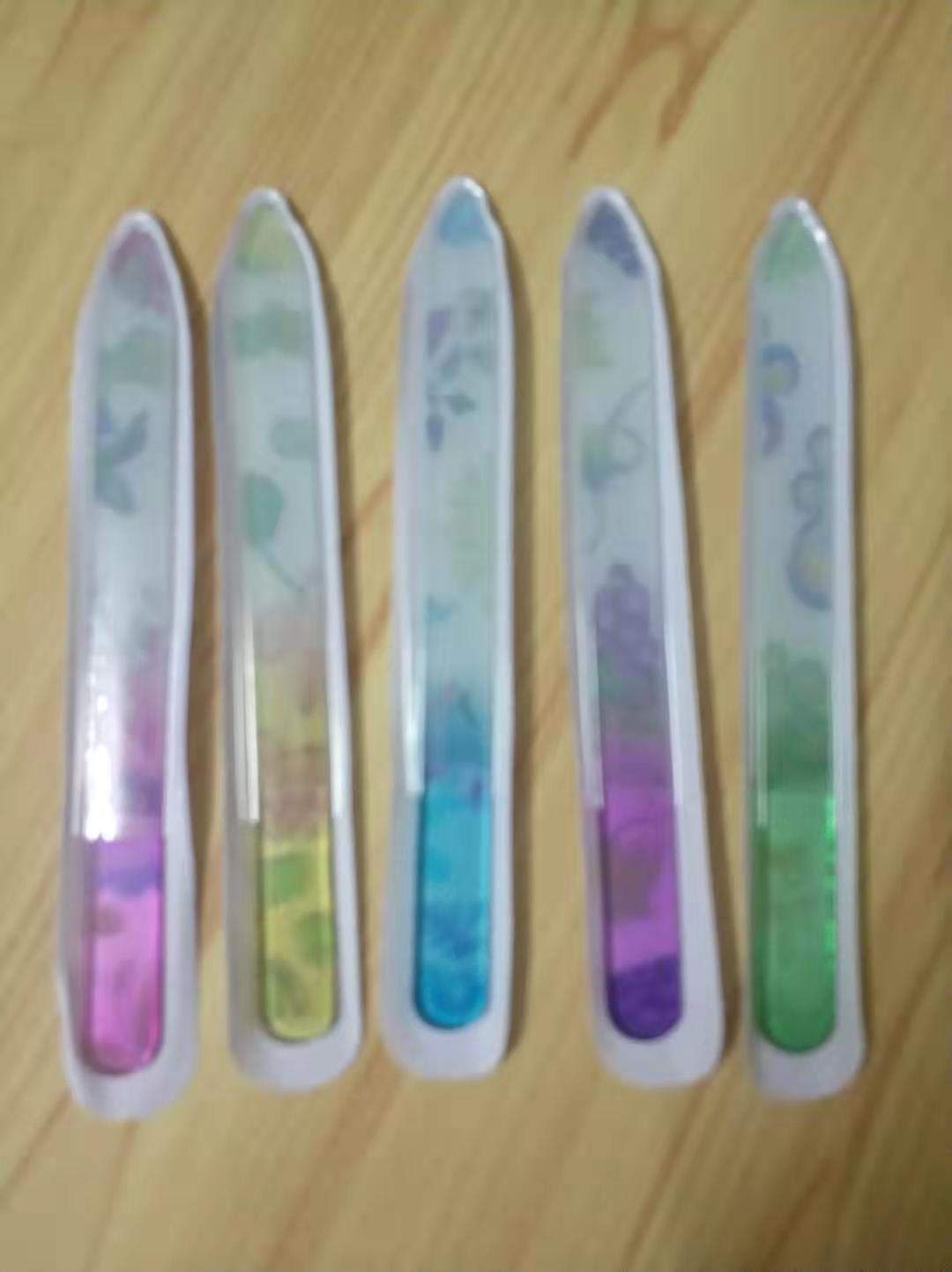 Crystal Glass Nail Files Manicure Set, Professional Double Sided Pedicure Files Best Glass Nail Files for Natural Nails Colorful Flower