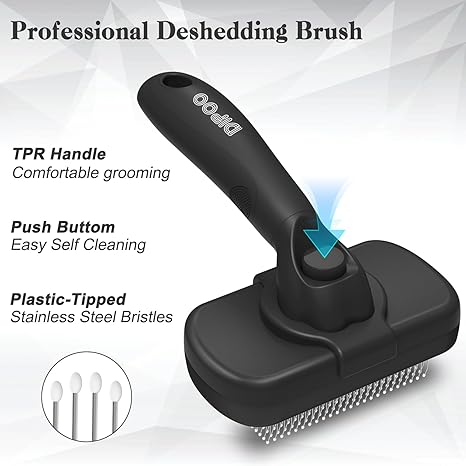 Self Cleaning Shedding Brush Skin Friendly Grooming Tool for Dogs Cats and Puppies