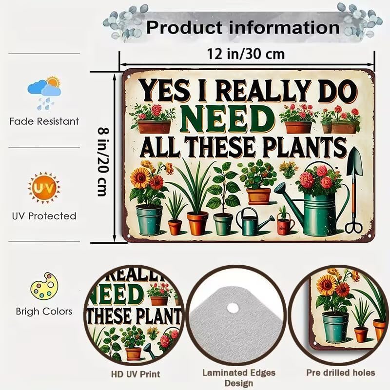 I Really Need All These Plants Vintage Gardening Signs for Home Garden Greenhouse Living Room Bedroom Yard