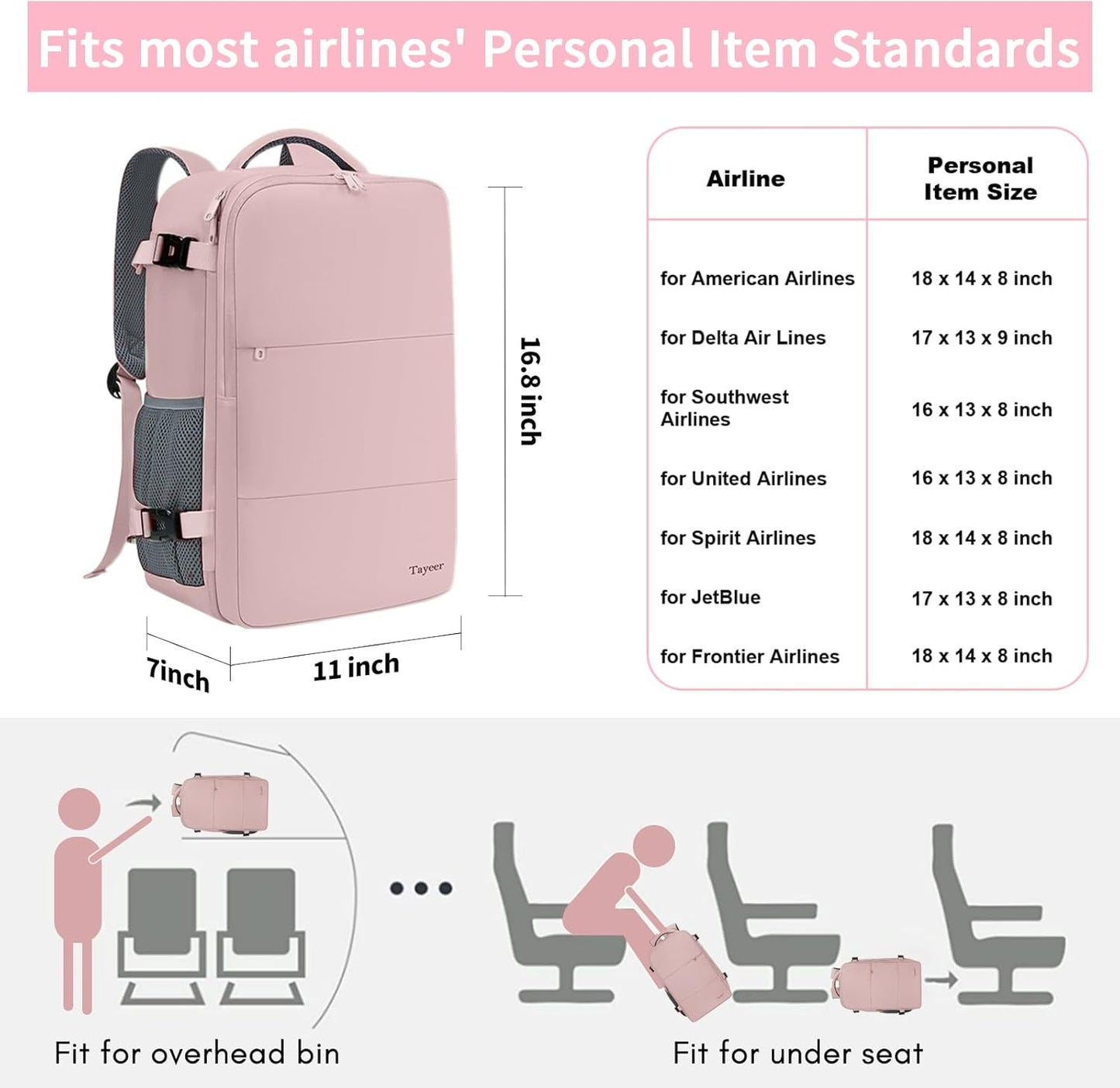 Carry On Backpack with USB Charging Port & Shoe Pouch TSA 15.6inch Laptop Mochila Flight Approved