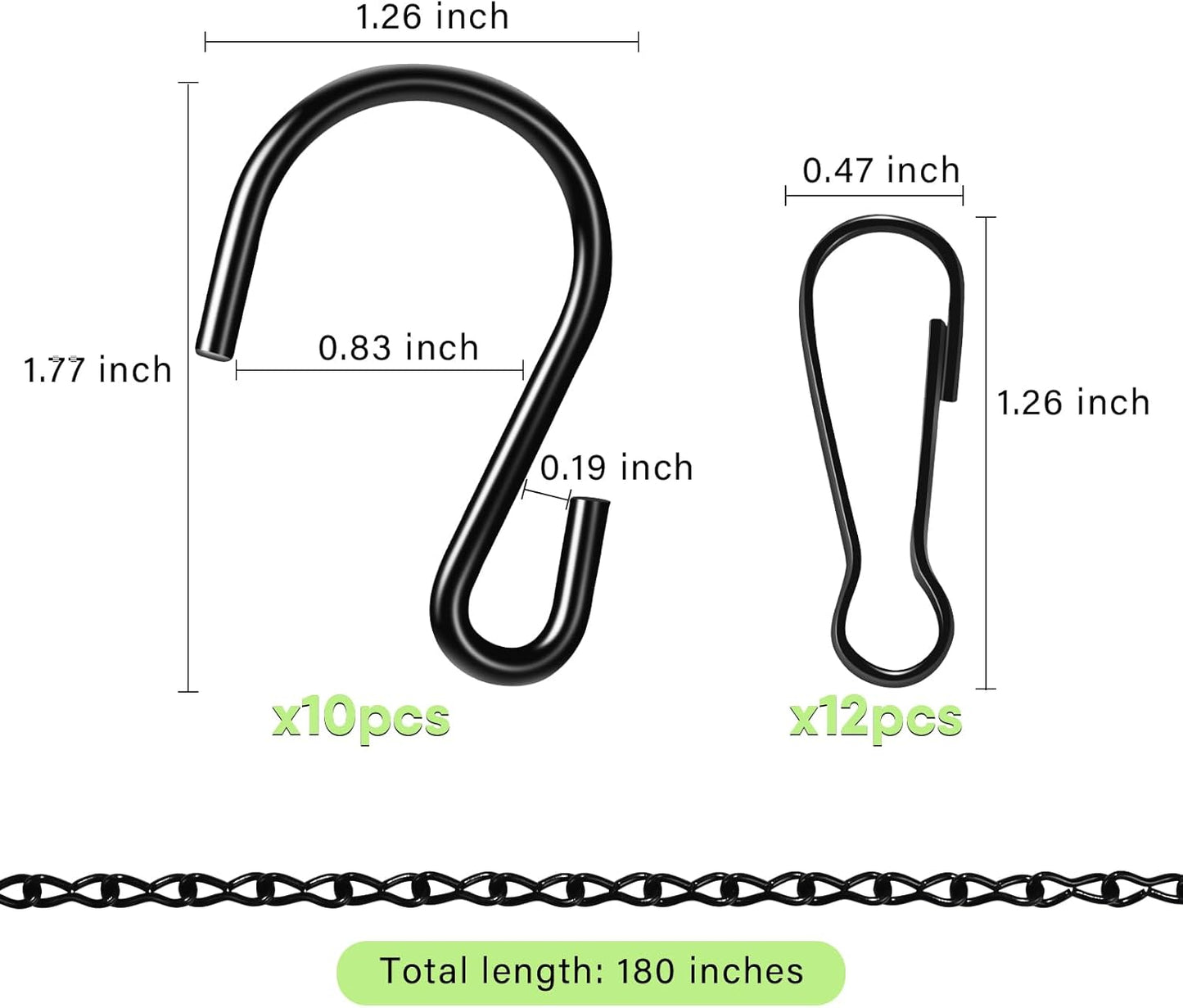180”Heavy Duty Metal Hanging Chains with Hanging Basket Hooks Set for Planters Birdcage Birds Feeder