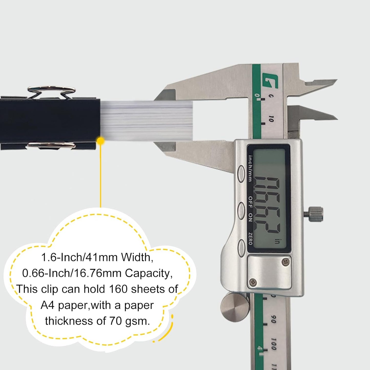 1.6 Inch 24 Pack Big Paper Clamps Clips for Office Supplies 1.6-Inch/41mm Width 0.7-Inch/18mm Capacity
