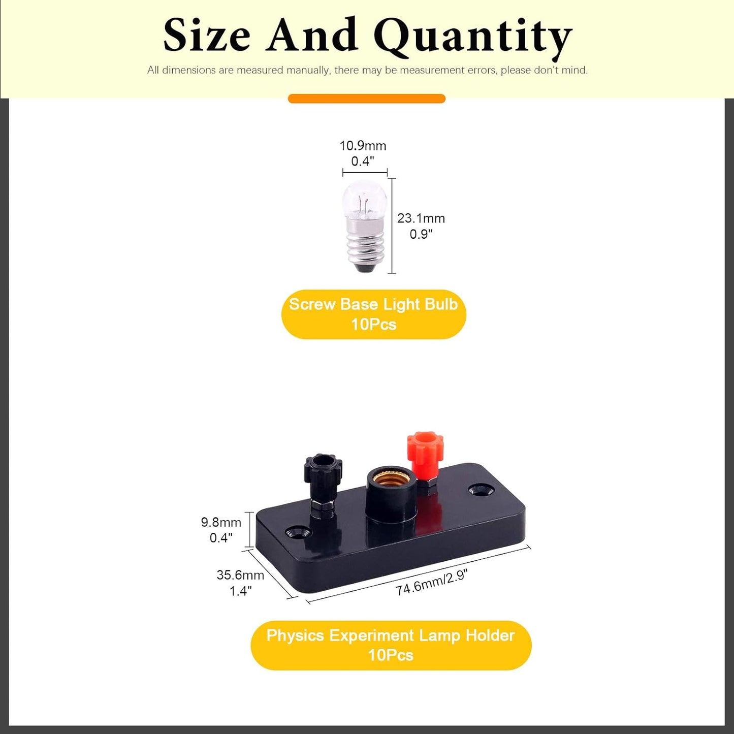 20 Pcs Physics Experiment Lamp Holder Electrical Laboratory Supplies Kit Includes E10 1.5V 0.3A Miniature Light Bulbs