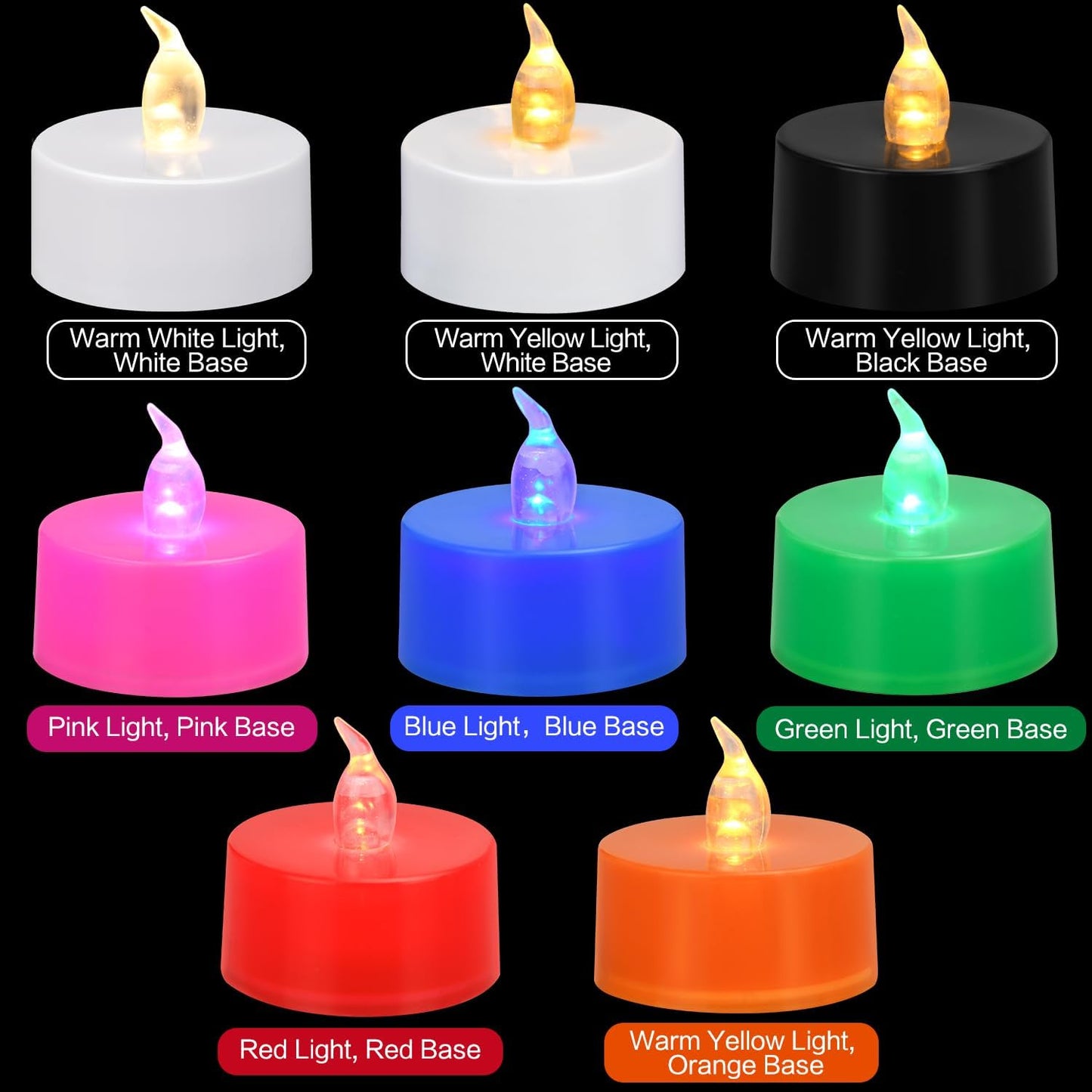 LED Tea Lights Flickering Warm White Lights Battery Operated