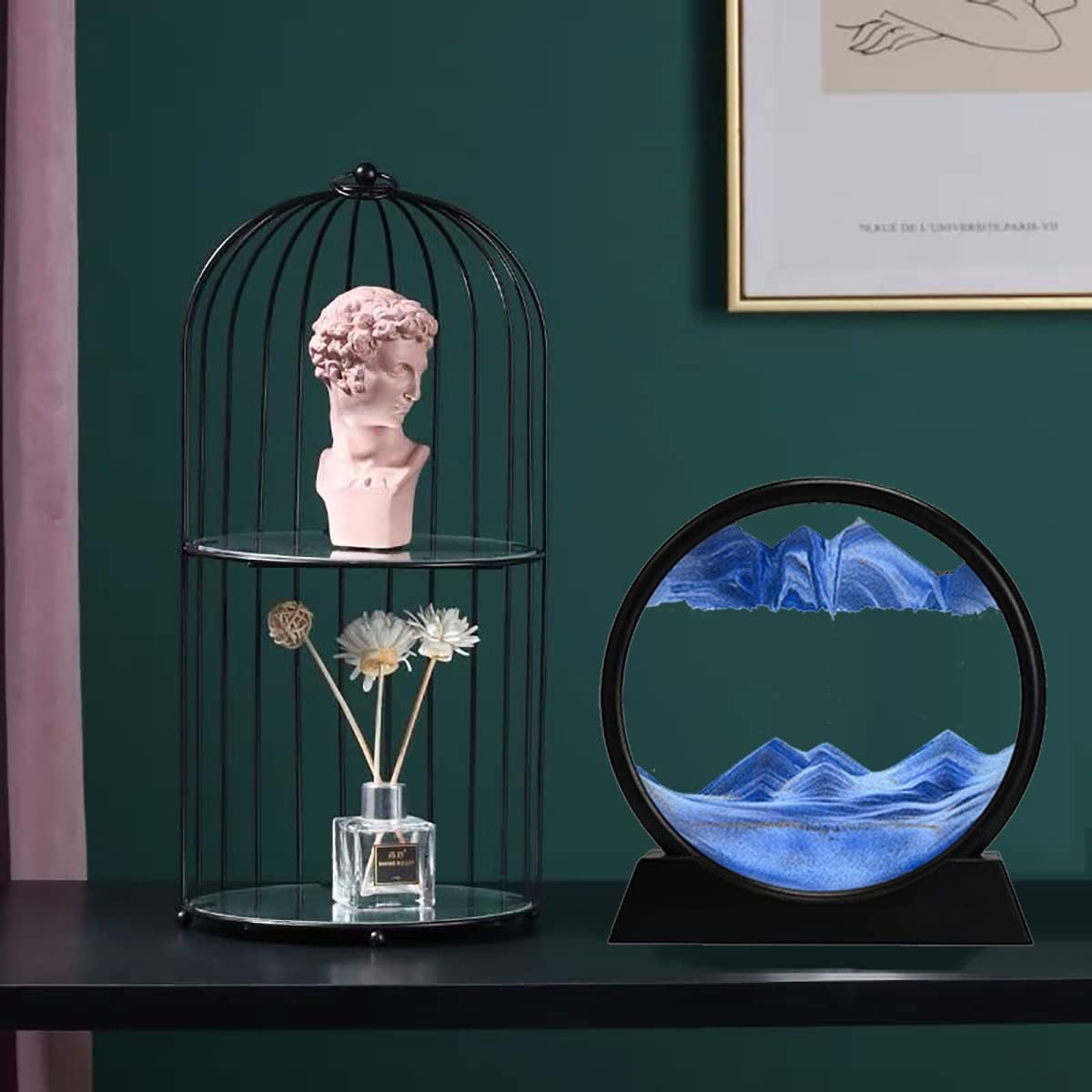 3D Dynamic Sand Art Liquid Motion Moving Sand Art Picture Round Glass 3D Deep Sea Sandscape