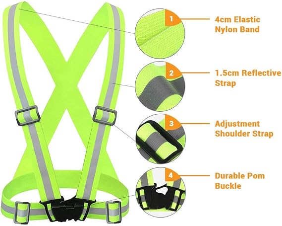 2 Pack High Visibility Adjustable Safety Ves for Night Cycling Hiking Jogging