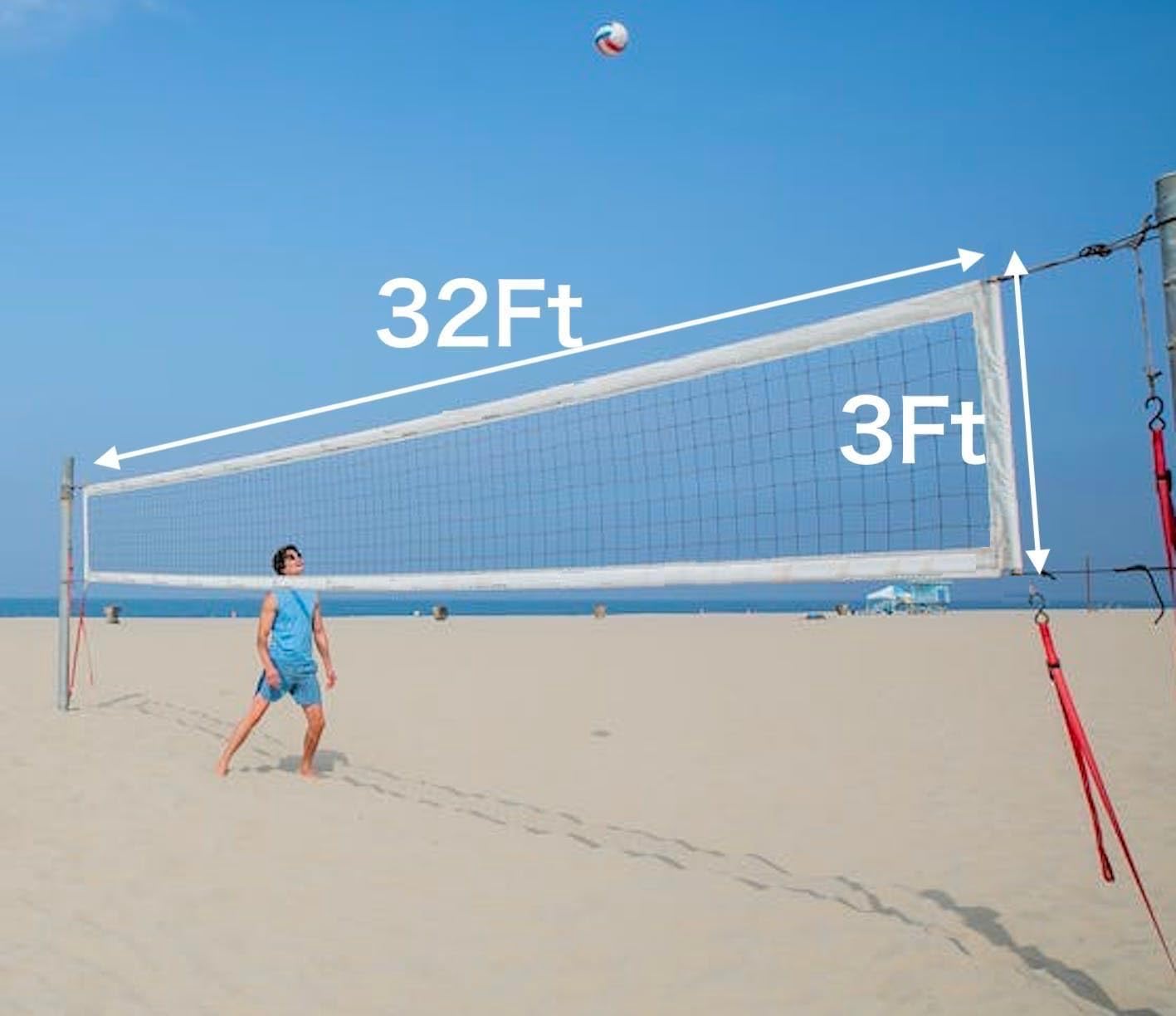 Volleyball Net Outdoor Heavy Duty with Aircraft Steel Cable 32X3Ft Villeyball Official Size Best