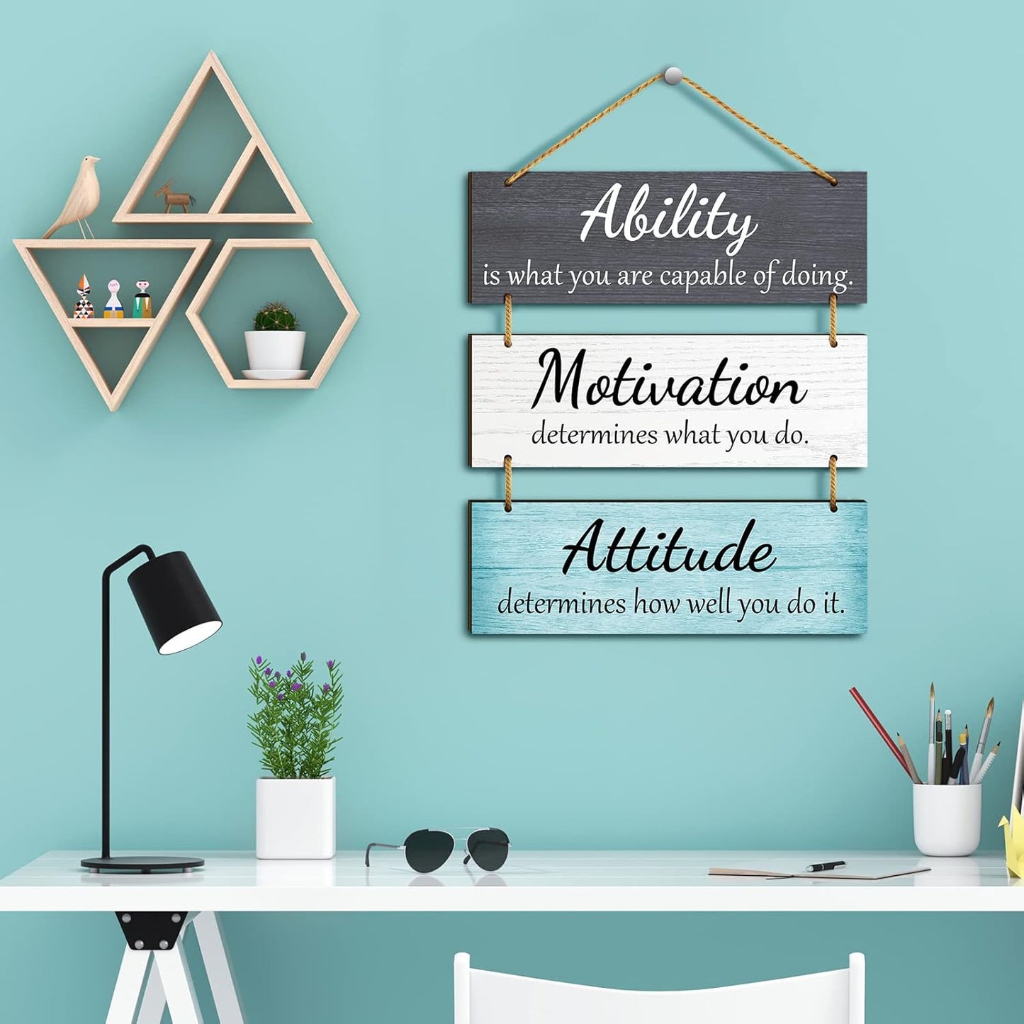 Wall Decor Inspirational Motivational Plaques with Sayings Rustic Wooden Hangings Ability Sign