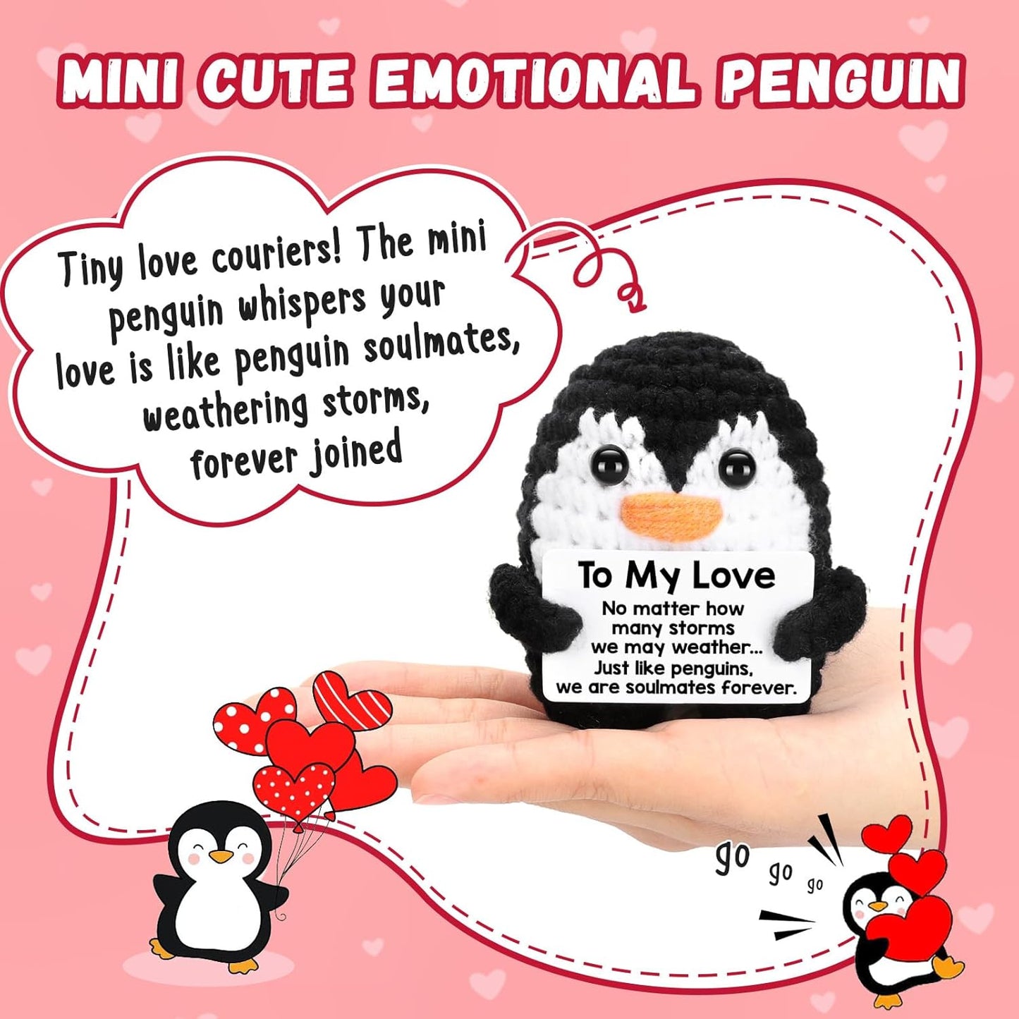 Handmade Crochet Mini Penguin Anniversary Birthday Gift for Boyfriend Girlfriend Wife Husband