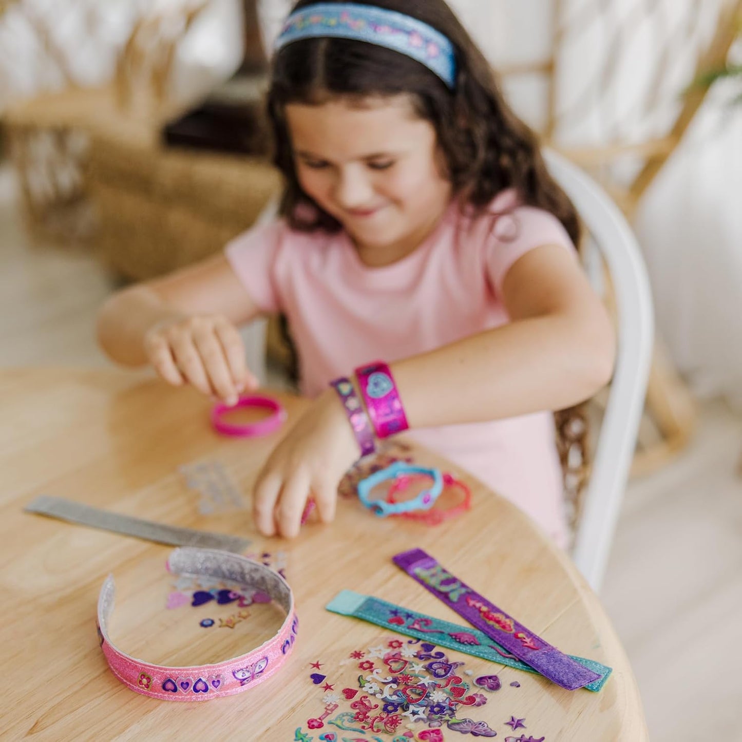 Design Your Own Bracelets with 100+ Sparkle Gem & Glitter Stickers Kids Snap Bracelets Sticker