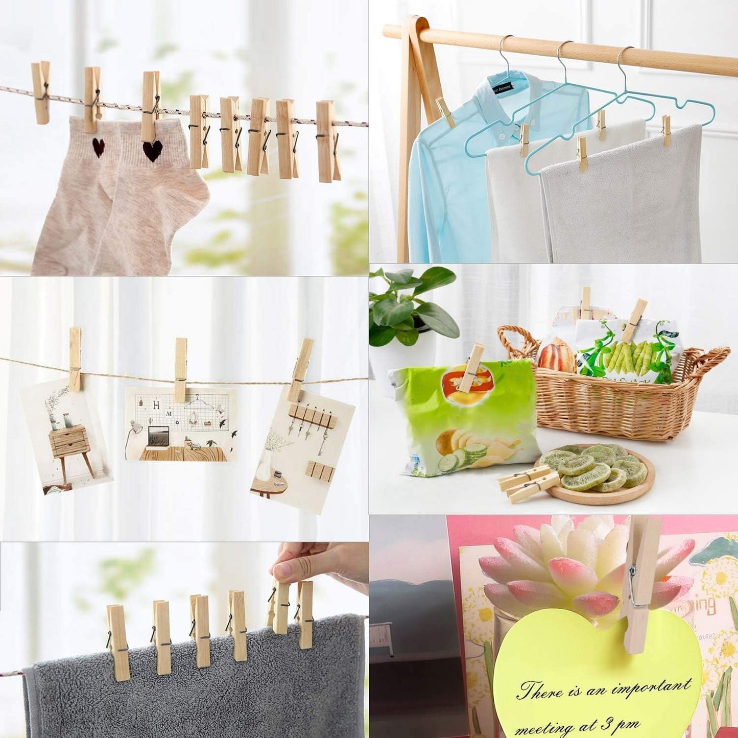 100pcs Clothes Pins Wooden Clothespins 3inch Heavy Duty Wood Clips for Hanging Clothes
