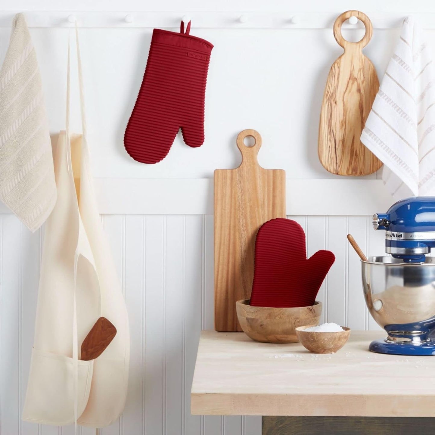 Ribbed Soft Silicone Oven Mitt 2-Pack Set, 7.5"x13" Smoked