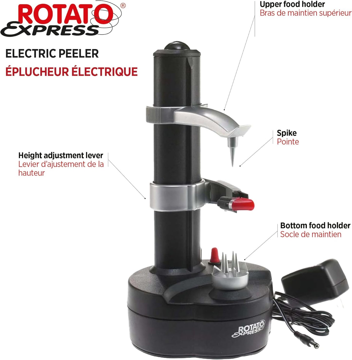 Electric Peeler 2 Spare Blades Safe & Easy to Use Effortlessly Peels Vegetables and Fruit