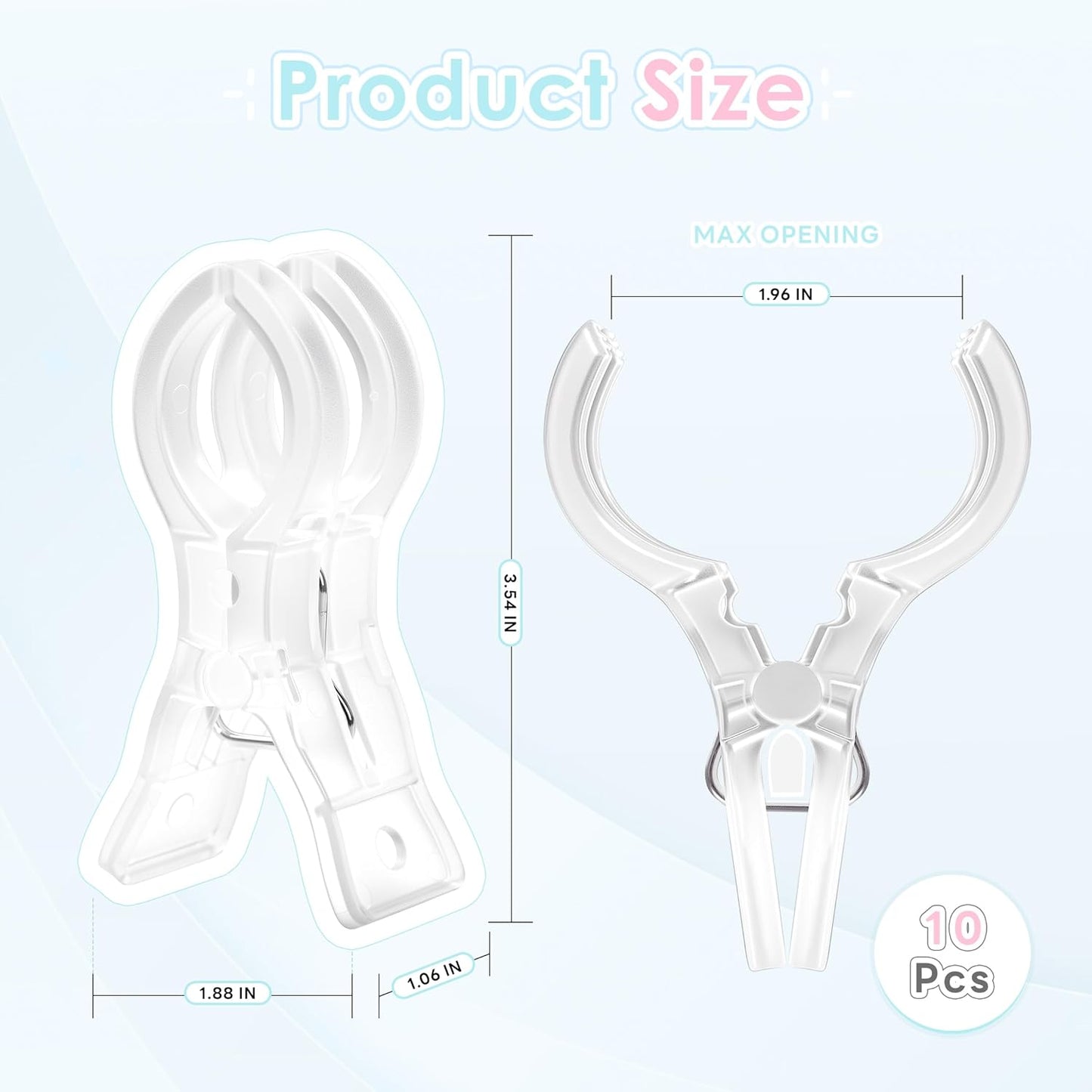 10 Pcs Spring Clamps 3.5 Inch Clear Plastic Clips for Balloon Arch Backdrop Craft Decoration