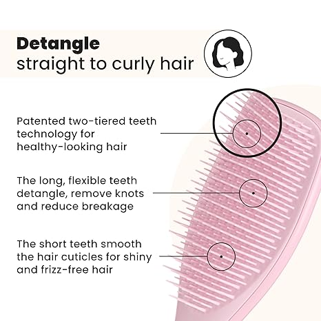 Ultimate Detangler Brush for Wet & Dry Hair Eliminates Knots & Reduces Breakage for Straight to Wavy Hair Types