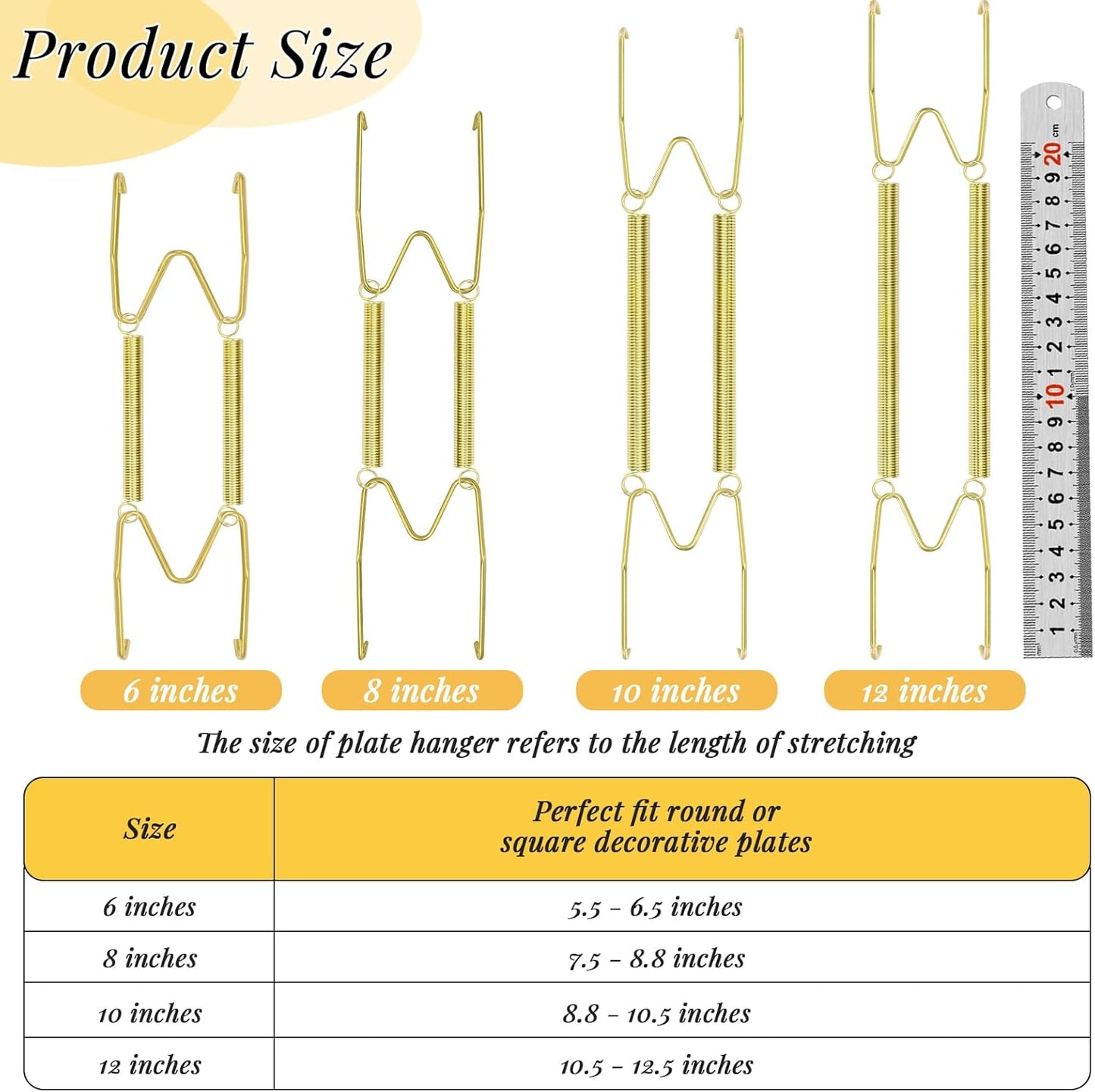 14 Pieces Plate Hangers for Wall 6/8/10/12 Inch Invisible Plates Hanger Stainless Steel Plate Holders