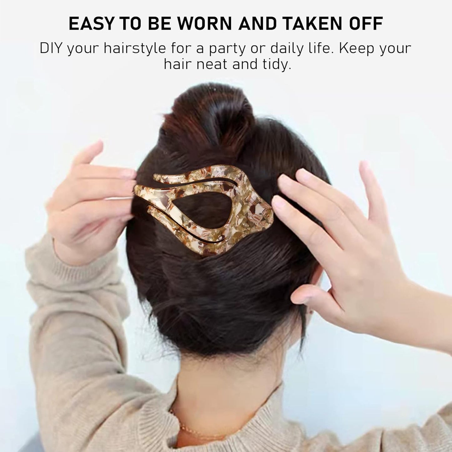 3Pcs French Concord Hair Claw Clips for Women Curved Strong Hold No Slip Grip Clips for Thick and Thin Hair