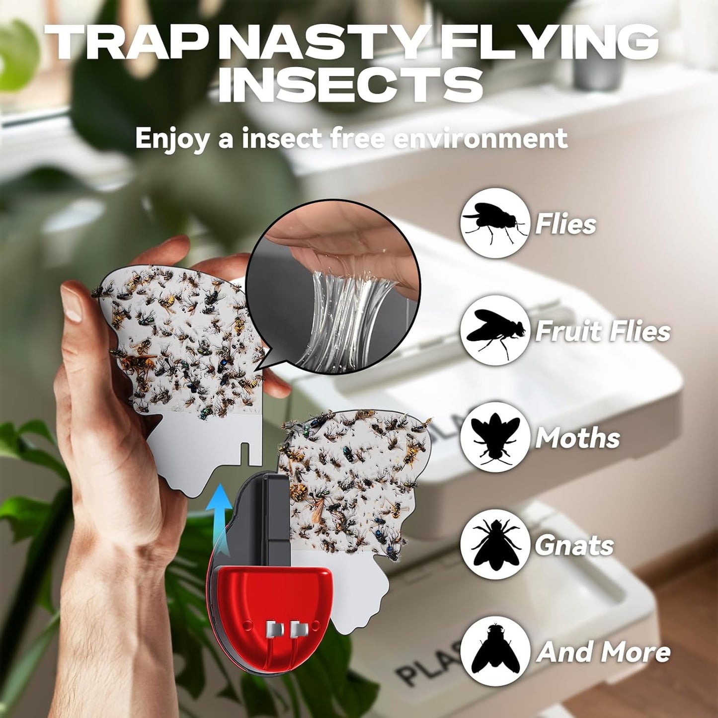 10 Pack Fly Trap Replacement Glue Card Compatible with MWS-069 Flying Insect Trap Indoor Effective Fruit