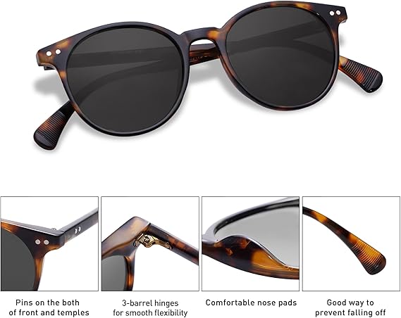 Small Round Classic Polarized Sunglasses for Women Men Vintage Style UV400 Lens