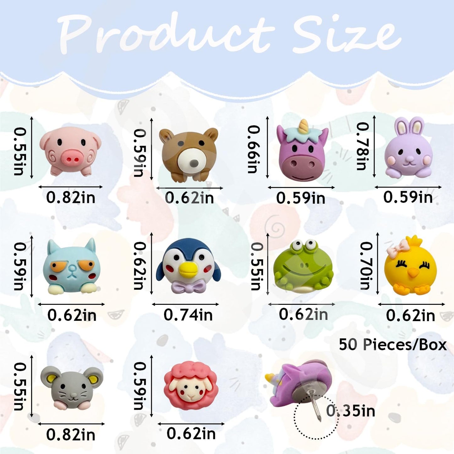 30 Pcs Animal Push Pins Decorative Push Pins Cute Animal Thumbtack for for Cork Board Photo Wall