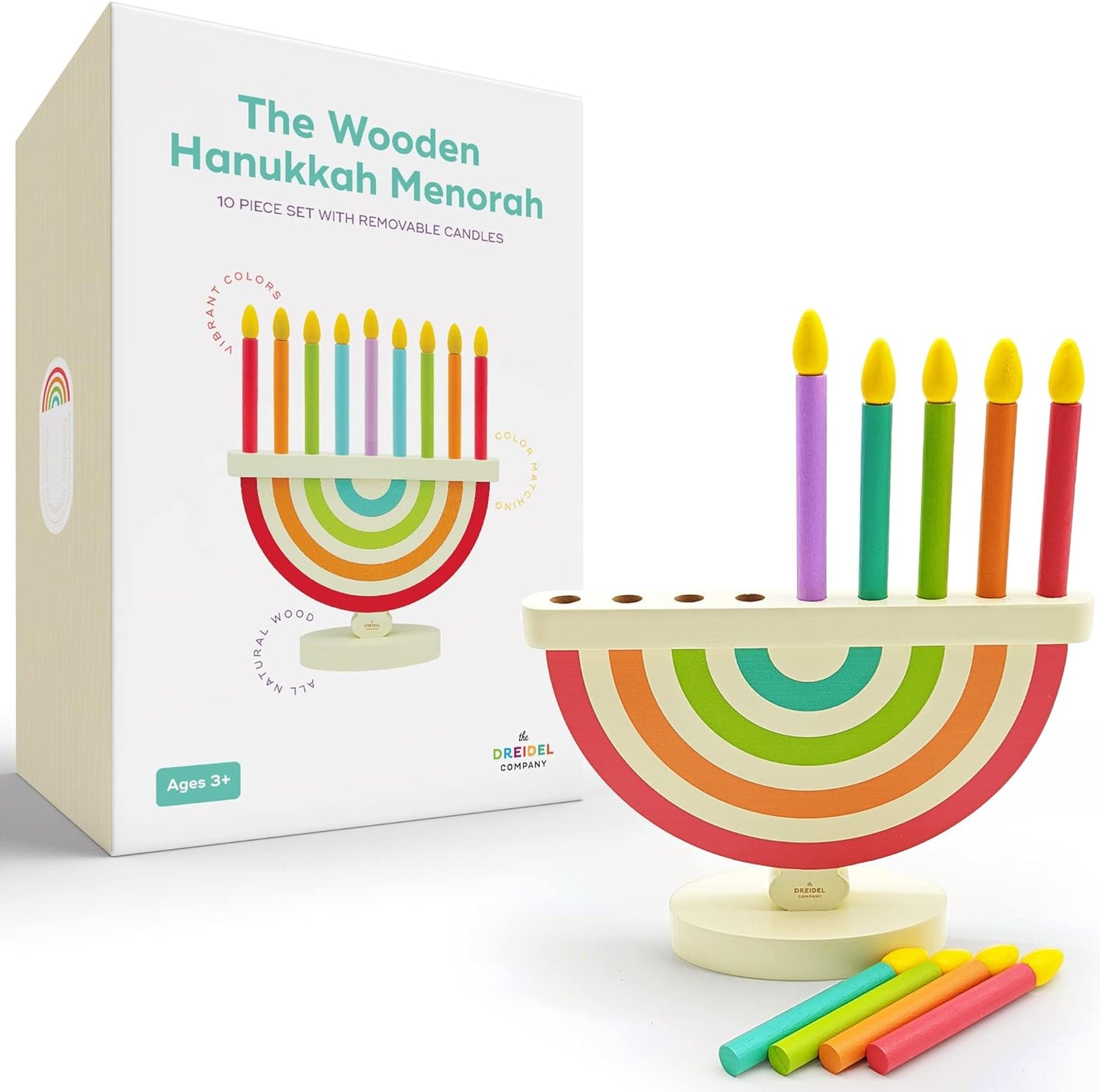Children Wooden Chanukah Menorah with Removable Candles (Single)