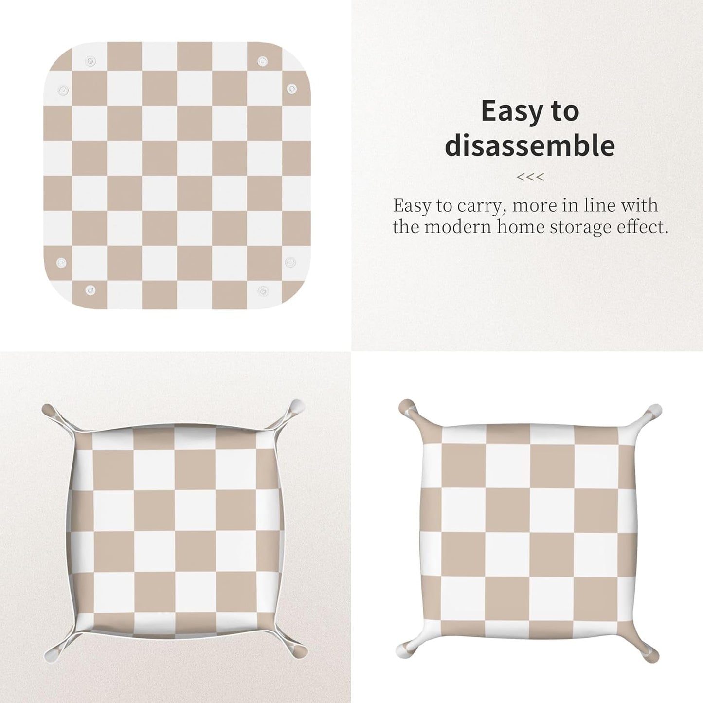 8 Inches Jewelry Tray PU Leather Cute Aesthetic Checkered Room Decor Preppy Accessories for Teen Girls Women