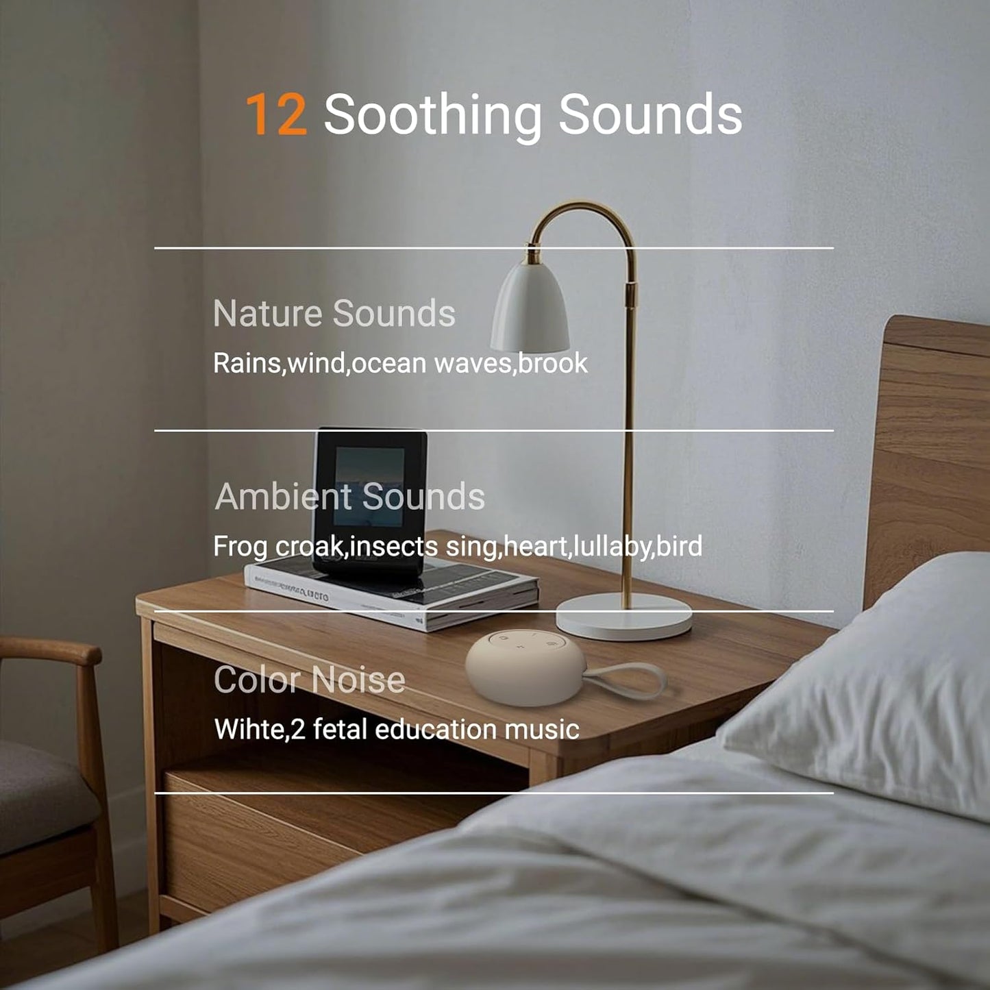 Baby Sound Machine White Noise for Babies Kids Adults Timer Function 12 Soothing Sounds