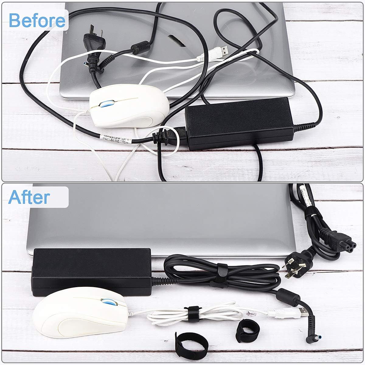 60 PCS 6 Inches Reusable Cable Ties Adjustable Cord Straps Wire Organizer Cord Wrap and Hook Loop