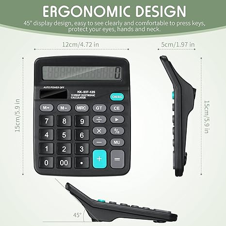 8 Pieces 12-Digit Calculator Solar Basic Desktop Calculator Large Display Electronic Dual Power Handheld for Home Office