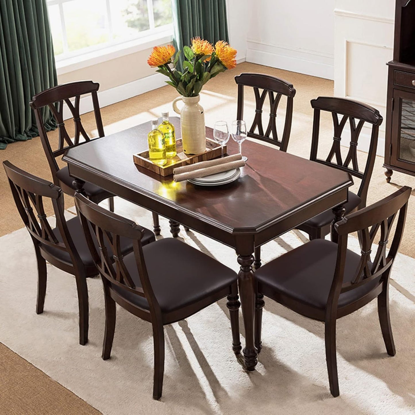 4 PCS Solid Pu Leather Waterproof Seat Cushion Cover Oilproof Stretch Dining Chair Protctor Slipcover