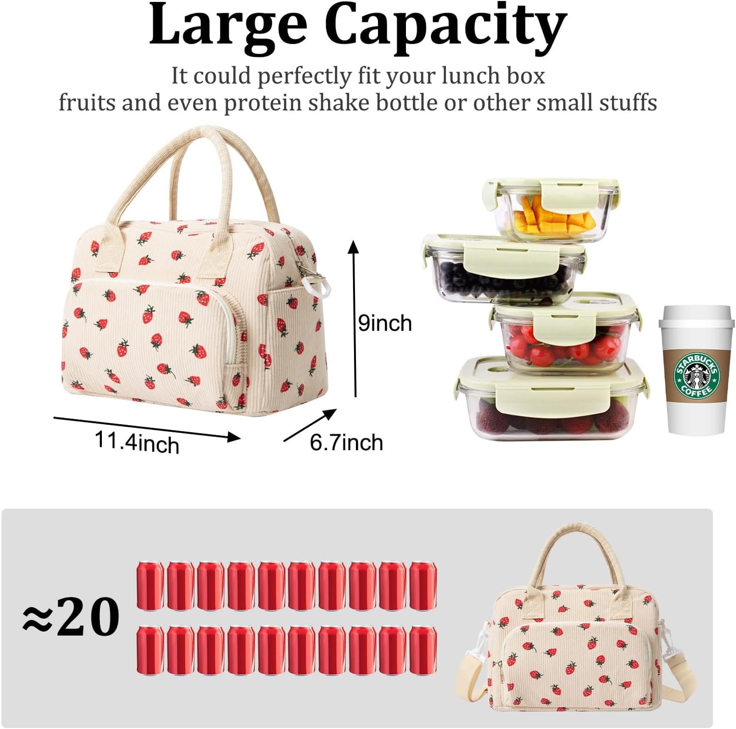 Insulated Lunch Bag for Women Men Large Reusable Lunch Box Adult Leakproof Portable
