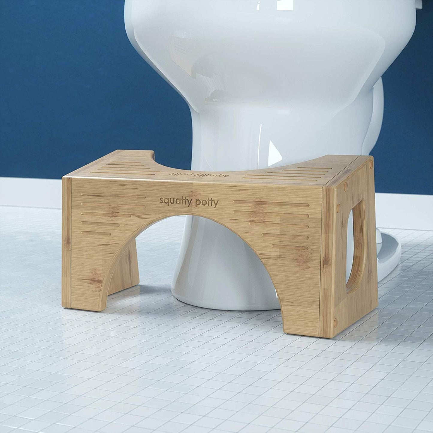 Potty The Original Toilet Stool Bamboo Flip 7" and 9" Adjustable Heights Brown - Improve Bathroom