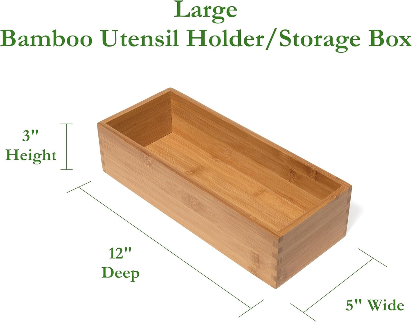 International Bamboo Utensil Holder Storage Box for Cooking Tools Makeup or Office Supplies