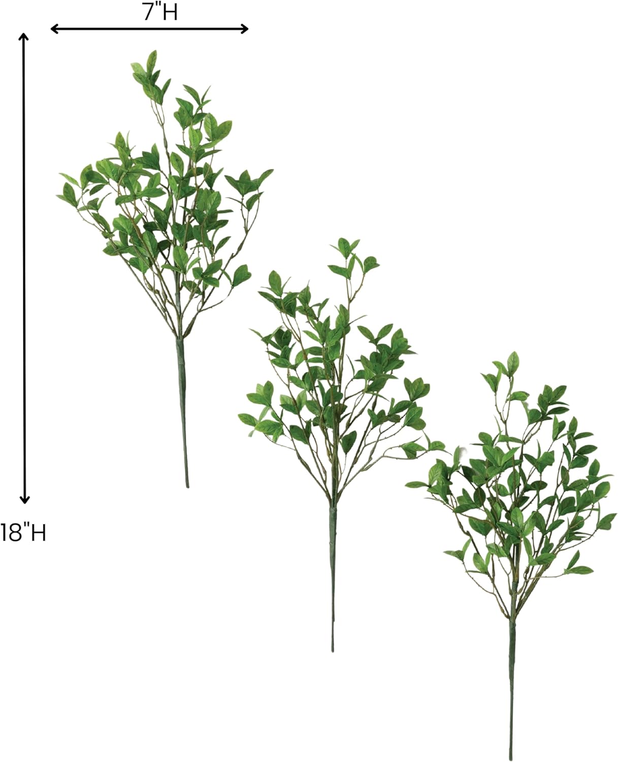 18" Artificial Mixed Green Leaf Stem Lifelike Bouquet Perfect for Vase Arrangement in Room Home or Office