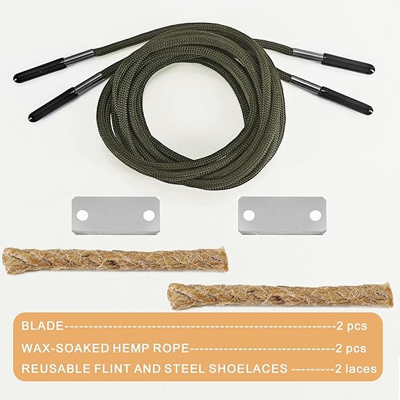 Survival Shoelaces with Magnesium Fire Starter Emergency Fire Making Laces for Hiking