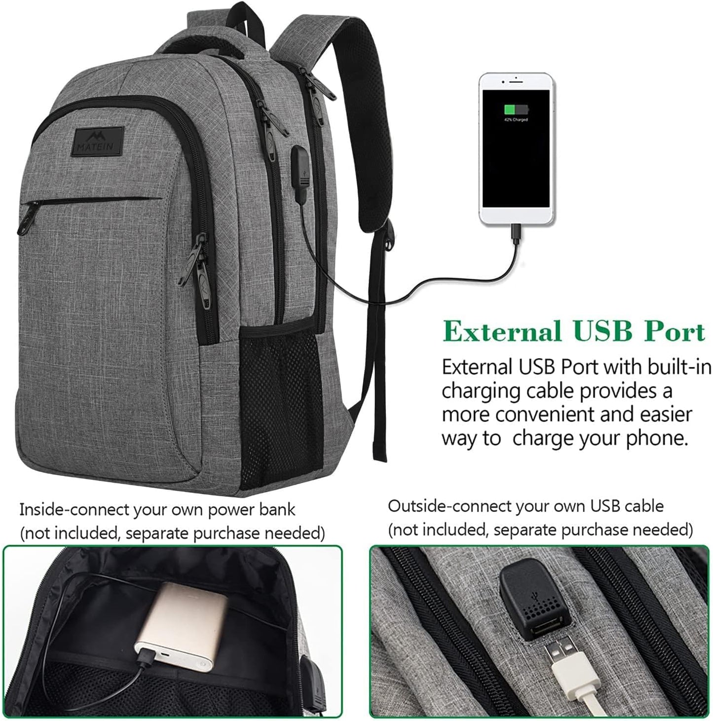 Travel Laptop Backpack Business Anti Theft Slim Sturdy Laptops Backpack with USB Charging Port Water Resistant College
