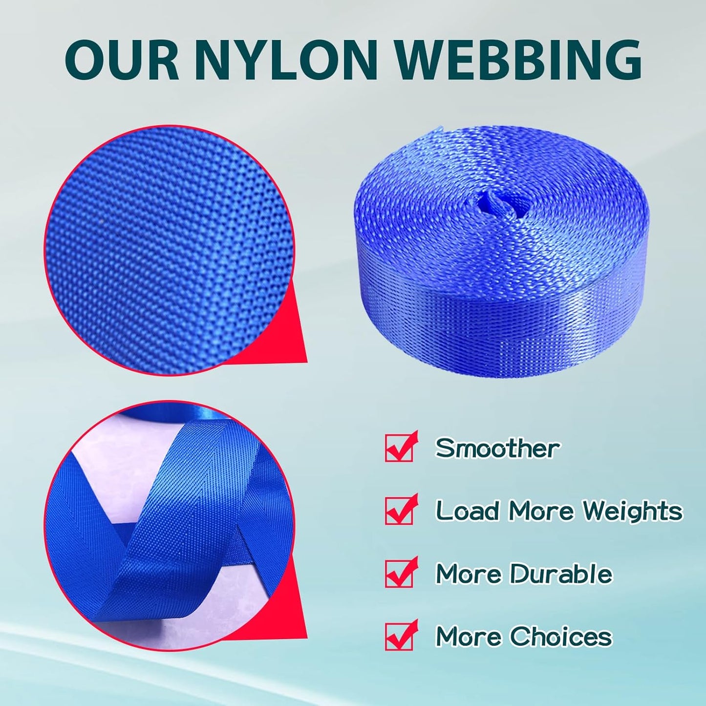 1 inch 1.5 inch 2 inch Webbing Nylon Strap Backpack Straps Belt 10 25 50 3.3 Yards Webbing