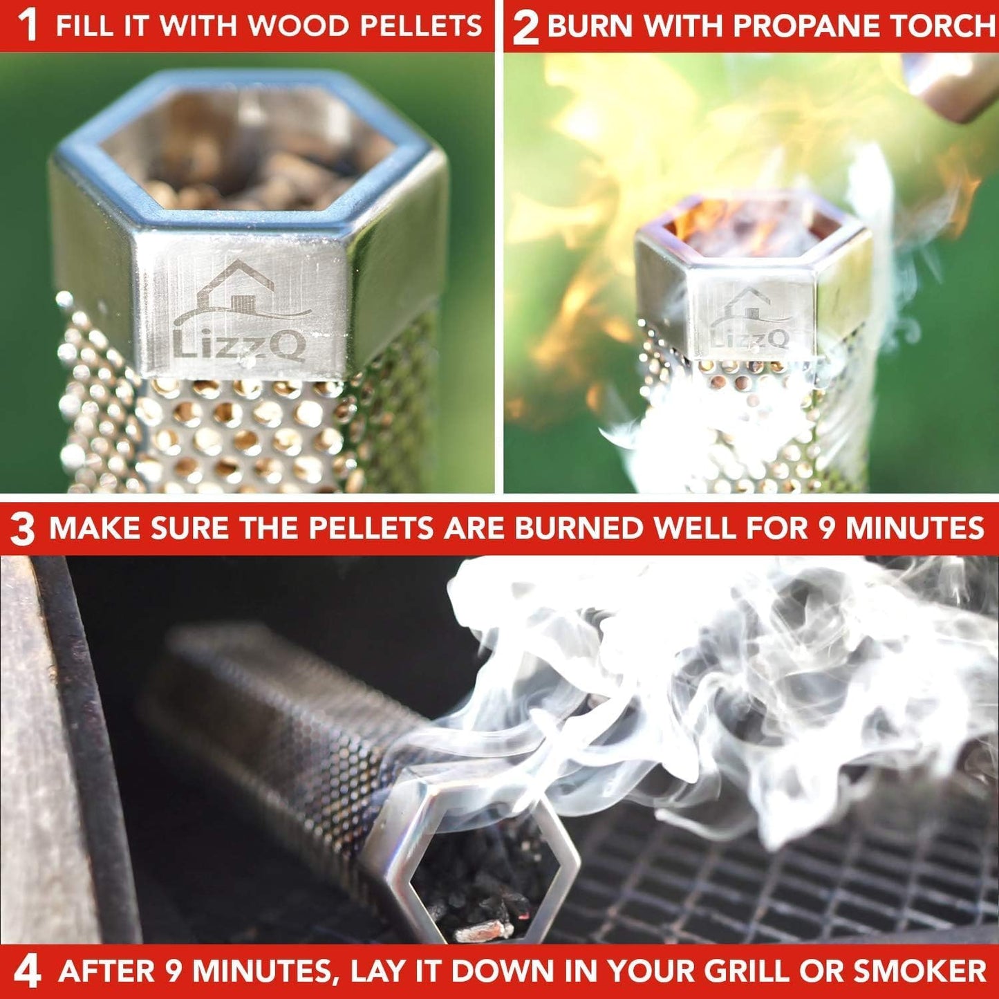 Smoker Tube 12" (Set of 2) - 5 Hours of Billowing Smoke, Hot or Cold Smoking, for Any Grill or Smoker