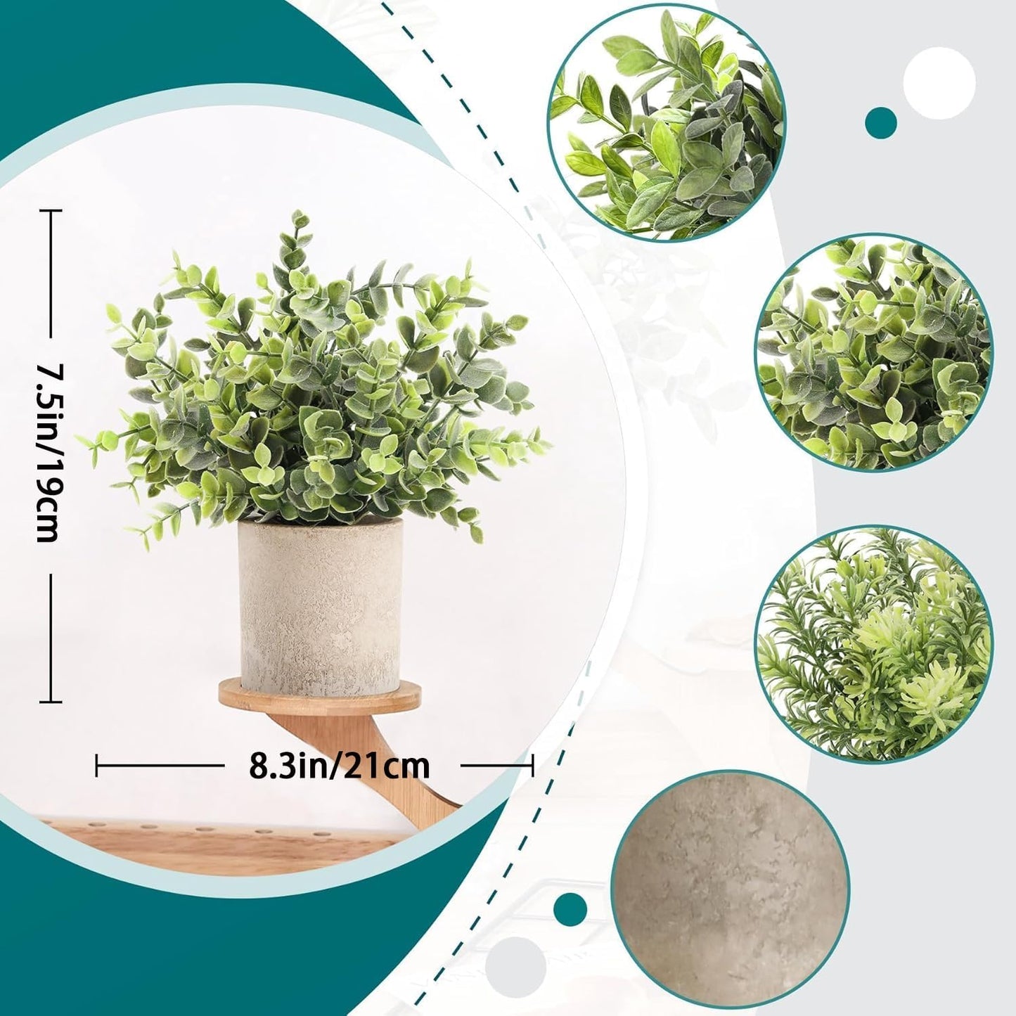 3 Pack Mini Potted Fake Plants Artificial Plastic Eucalyptus Plants Topiaries for Home Office