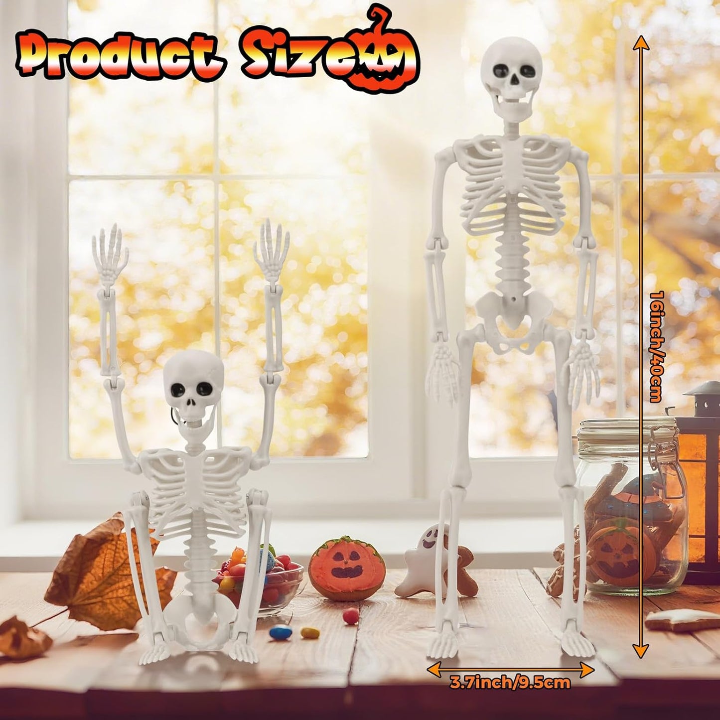 6 PCS Skeletons for Halloween 16 Inches, Full Body Posable Hanging Skeleton with Movable Joints for Halloween