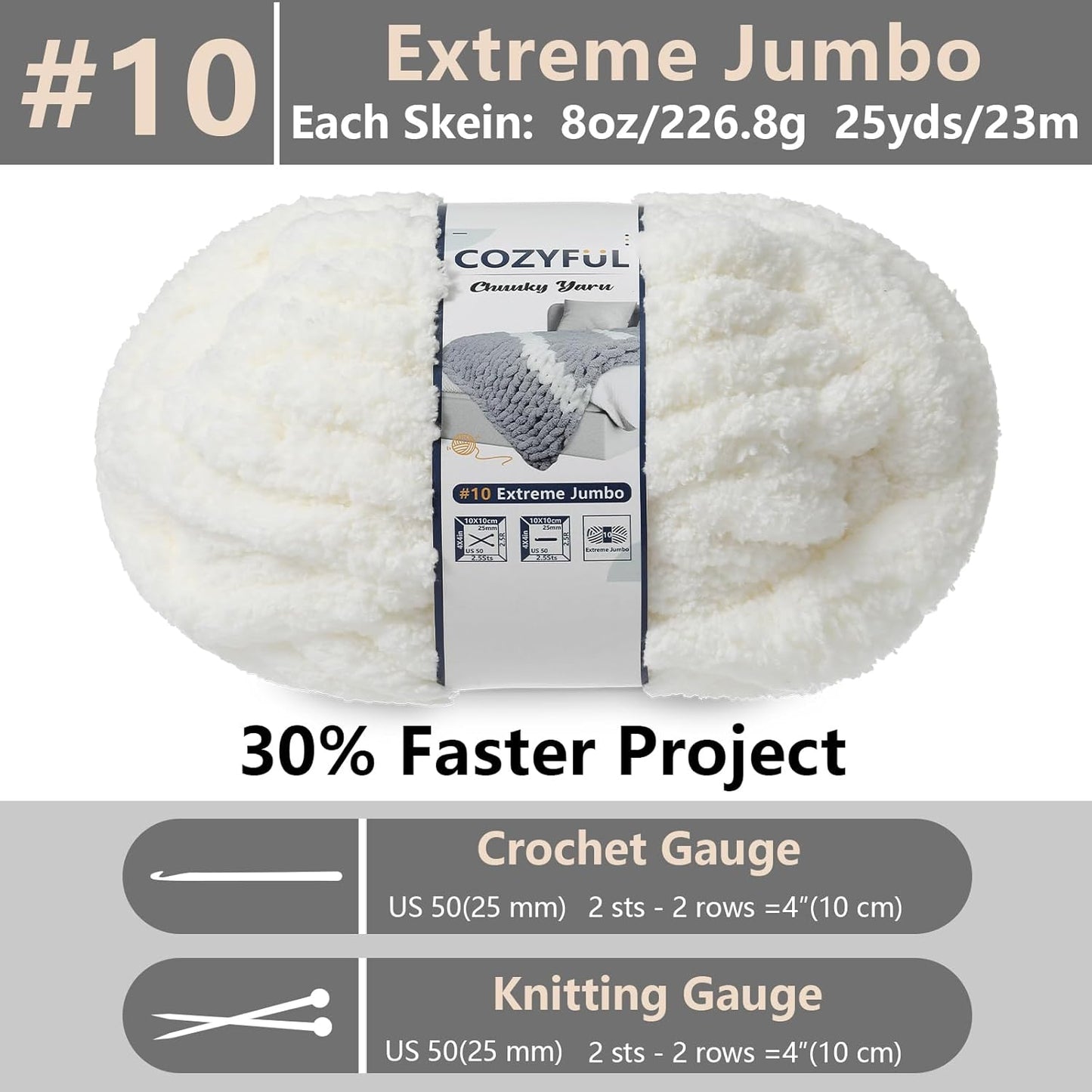 Jumbo Big Thick Chunky Yarns for Crocheting Super Bulky Chunky Knit Blanket Yarns, 8 Skein